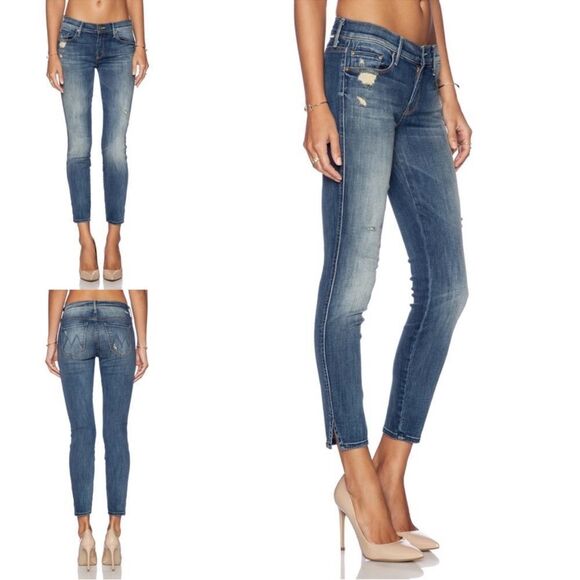 MOTHER The Vamp Rough it Up Distressed Medium Wash Y2K Punk Skinny Jeans Size 26 - Picture 1 of 16